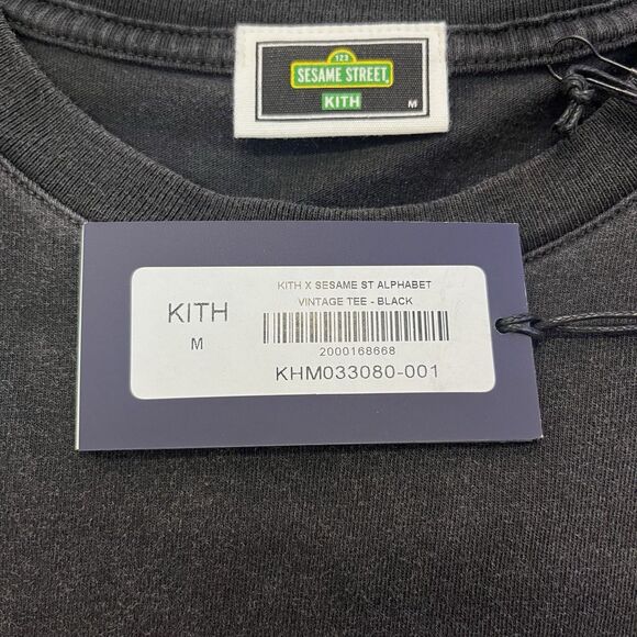 Kith for Sesame Street Alphabet Vintage Black Tee Elmo Mens Size Medium NWT - Picture 3 of 4